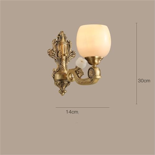 Lámpara de pared de jade con acabados de cobre, iluminación elegante para el hogar 3