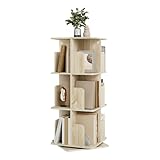 EUGAD Estantería Giratoria, Librería con 12 Compartimentos de 3 Niveles, Estantería de Pie para Salón Estudio y Oficina, 40x40x94,5 cm, Roble Claro