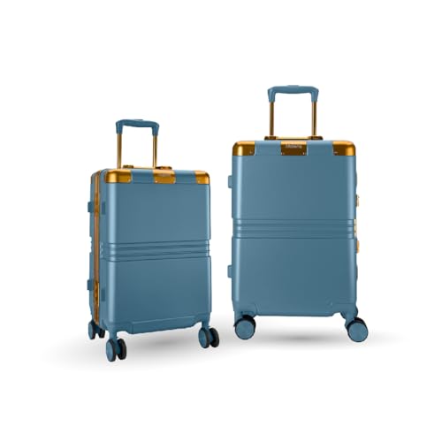 Image of Maleta Gold Series Cabin and Large Size | 20'' and 28''| Corner Protection, Aluminium Frame | Luggage Bags | Suitcase | Trolley Bags for Travel Combo (Blue, Set of 2 (Small-Large))