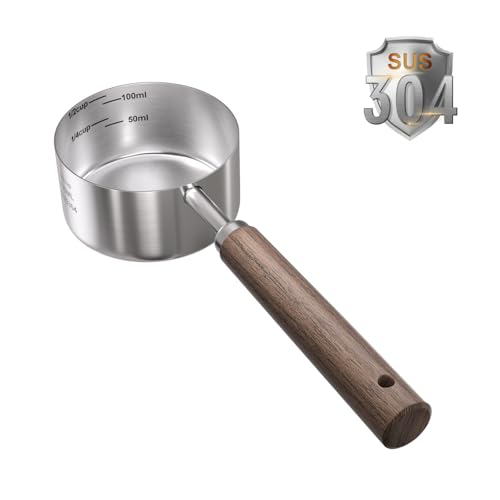 Image of Dog-Cat Food Scoop Measuring-Cup - 1 /2 Cup (4 Oz),304 stainless steels,Black walnut long handle