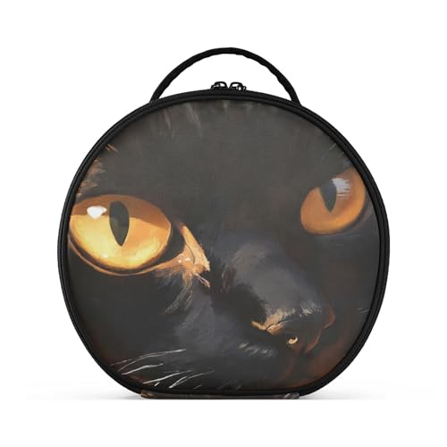 Takiito Cat Evil Eyes Travel Makeup Case Portable Makeup Box Artist Cosmetic Case Organizer With Adjustable Dividers