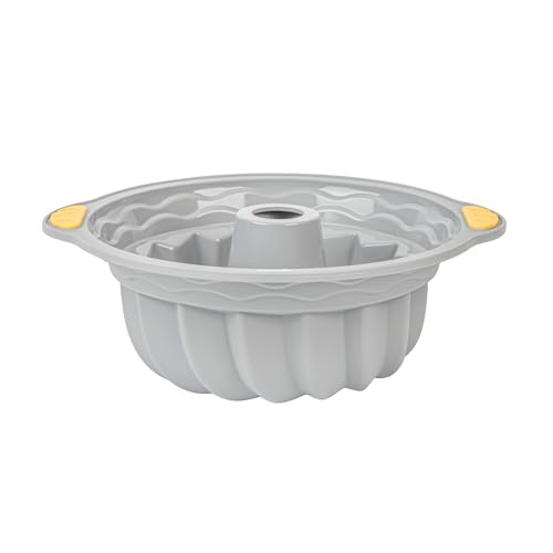 Restaurantware Gray Silicone Fluted Kugelhopf Bundt Pan, Non-Stick, 4 Ct