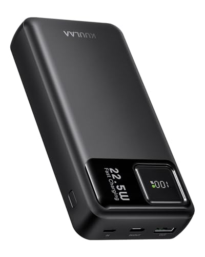 Kuulaa Power Bank 20000mAh Portable Charger 22.5W Fast Charging Battery Pack Powerbank 2 Outputs 2 Input with LED Display Compatible with iPhone 17 16 15 14 13 12 Samsung iPad