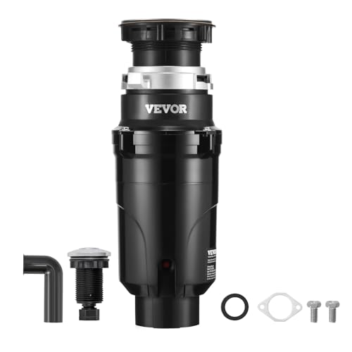 VEVOR Triturador de Basura para Fregadero de Cocina, 1/2 HP, Sistema de Eliminación de Residuos de Alimentos, 3820 RPM, con Cable de Alimentación, para el Hogar, Cocina, 150 x 150 x 335 mm, Negro