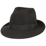 Borsalino 50 Gramm Fedora Herrenhut Haarfilzhut Damen/Herren - Made in Italy Filzhüte Hut mit Ripsband Winter Frühling-Sommer Herbst-Winter - 55 cm Dunkelbraun