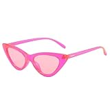 Przene Fashion Candy Cat eye Sunglasses for Women Retro Womens Eyewear Fluorescent Hot Pink Frame Pink lens