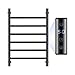 Happybuy 6 Bars Towel Warmer Rack, Wall Mounted Heated Towel Heater for Bathroom, IPX5 Waterproof, Timer & LED Display, 5 Temperature Settings, Stainless Steel, Black