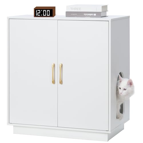 Gitelsnour Litter Box Enclosure, 30.9'' High Large Litter Box Furniture, Modern Cat Litter Box...