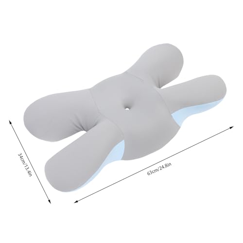 Oreiller cervical ergonomique bleu en mousse à rebond lent - 7