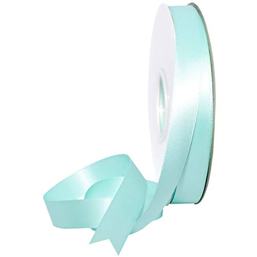 Image of Morex Ribbon Double Face Satin Ribbon, 3 /8 inchx 50 Yd, Blue Mist