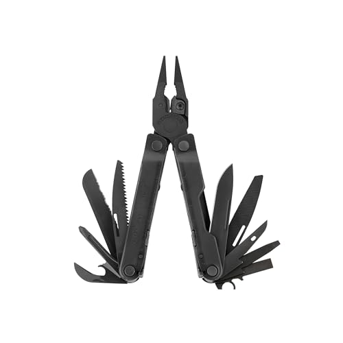 Leatherman Rebar Multi-Tool - 17 Werkzeuge für Heimwerker und Camping - Schwarzer Edelstahl - Schwarz