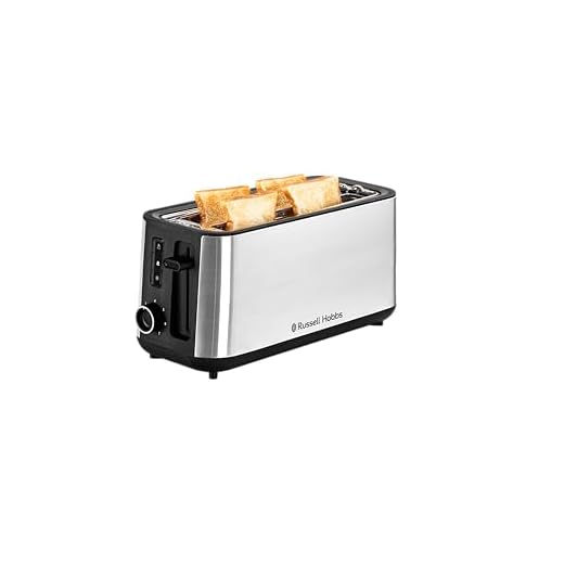 Russell Hobbs 17700 4-Slice Pop up Toaster | 1470W Power | Extra Long Slots | Variable Browning Control | Bun Warmer, Cancel, Frozen & Reheat Functions | Removable Crumb Tray | 2-Year Warranty