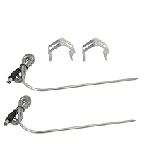 XSPANDER Updated Temperature Probe with Clips Set Fit for Rec Tec, for RT-700, for RT-590, for RT-340, for RT-2500 BFG, for RT-680, for RT-CMG Beast, Stainless Steel Meat Temperature Probe, 2-Pack