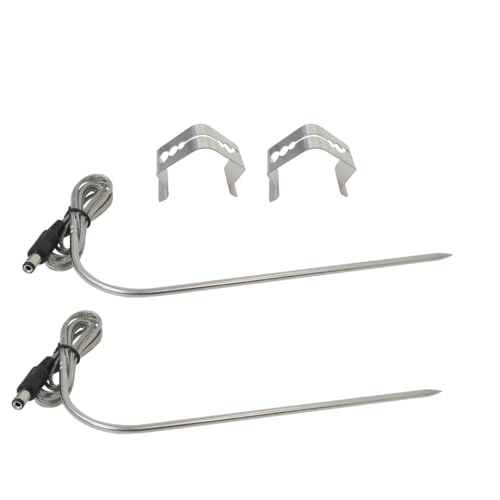 Artmavin Temperature Probe with Clips Set for Rec Tec, for RT-700, for RT-590, for RT-340, for RT-2500 BFG, for RT-680, for RT-CMG Beast, Stainless Steel Meat Temperature Probe, 2-Pack