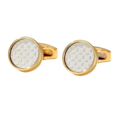 EPMNTHI French Men's Shirt Cufflinks Round Silver Pattern Cufflink