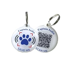 Captain India’s PVC NFC QR Tag: Secure Pet Tracking for Dogs & Cats | QR Tracker for Pets | Pet Safety Tracker | Keep Them Safe & Sound. Instantly Scan for Peace of Mind