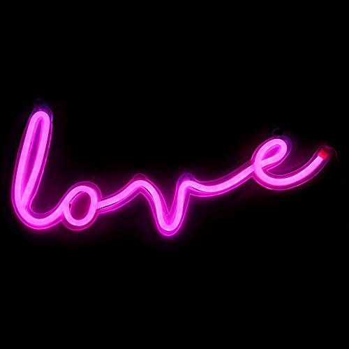 Image of 5V Pink Love LED Neon Sign Christmas Wedding Party Decoration Wall Lamp USB Powered Children Bedroom Night Light (Pink)