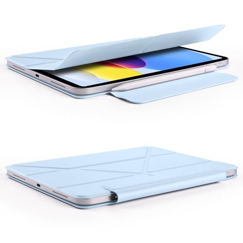 Coque iPad 2022 fine bleu : support multi-angle idéal pour le télétravail et les voyages - 7