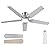 POCHFAN 52 Inch Ceiling Fans with Lights and Remote, Brushed Nickel Flush Mount Low Profile Ceiling Fan for Bedroom, Living Room, Patio, Dimmable 6 Speeds Noiseless, ETL Listed