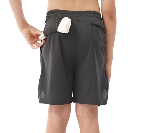 IRELIA 2 Pack Boys 2 in 1 Running Shorts Kids Box Brief Liner Compression Active Sports Shorts4