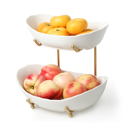 Kanwone Fruit Bowl for Kitchen Counter - 2 Tier with