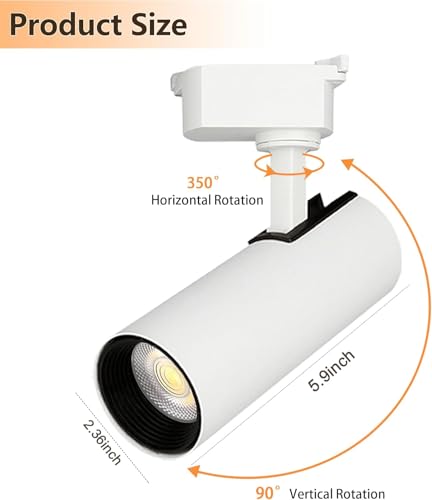 Image of White Dimmable H Type Track Lighting Heads (No Track Rails), 6PCS Brightened 3000K Warm White 20W 2400lm for Accent Lighting, LED Track Lighting Ceiling Spotlight Fixture