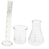 Alipis 3 Stück Borosilikatglas mit Becherglas Konischem Kolben und Messzylinder Chemikalienbeständig Skaliert Wiederverwendbar für Präzise Labor Küchenmessungen