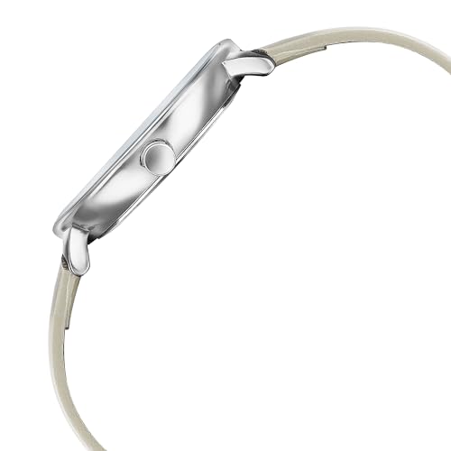 Image of Sonata Sleek Quartz Analog Pink Dial Beige Leather Strap Watch for Women-8191SL01