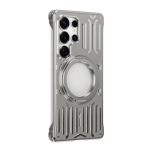 Cadre métal Galaxy S24 Ultra en aluminium premium gris avec anneau de support arrière intégré