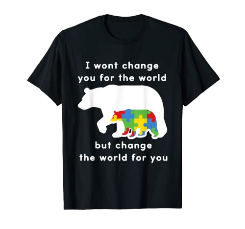 Autista Mamá Mamá Oso Familia Puzzle Cinta ASD Partidario Camiseta