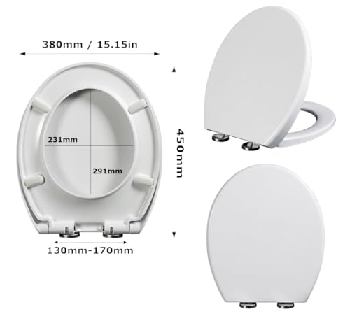 Lunette de toilette ovale blanche robuste avec charnières soft-close