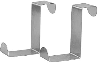 Szaerfa 2Pcs Stainless Steel Over Door Hook Kitchen Cabinet Clothes Holder Organizer
