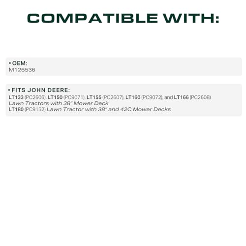 Image of UDC Parts M126536 Mower Deck Belt Replacement for John Deere LT155 LT160 LT133 LT150 LT166 LT180 38 Inch /Aramid Cord / 114.2 inches