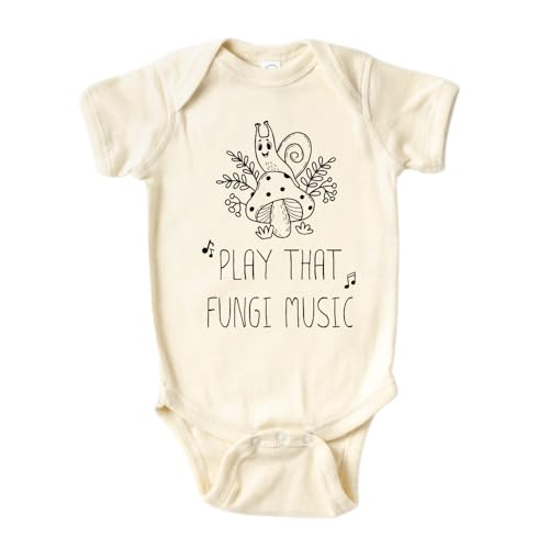 Image of Play That Fungi Music Funny Cute Baby Bodysuit, Kids & Toddler T-Shirt - Funny Outfit for Girls Boys Baby Shower Foodie Tee