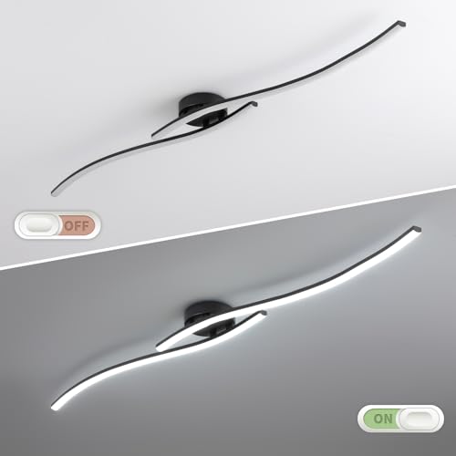 HLILCEH 47.24Inch Linear Ceiling Light 6000K Black Modern Ceiling Light Fixture 35W Long Flush Mount Ceiling Lamp for Hallway, Kitchen, Bedroom, Dining Room by HLILCEH - Used condition - Image 8