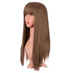 MapofBeauty 24 Inch/60 cm Long Straight Synthetic Hair Heat Resistant Party Cosplay Wig (Medium Brown) - Image 2
