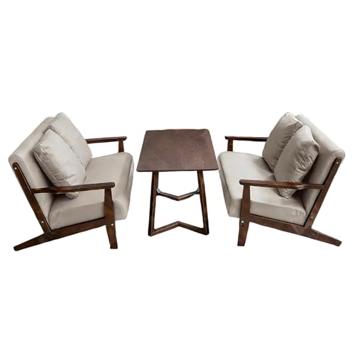 KIBONCY Sillas Decorativas de Cuero Mediados Siglo con apoyabrazos y respaldos Madera, sillón Relajante Estructura Maciza cojín Suave for Sala Estar Dormitorio(4)