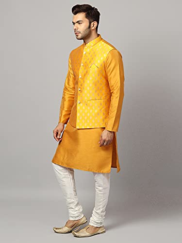 Image of Uri and MacKenzie Men's Silk Blend Kurta Pajama with Designer Ethnic Nehru Jacket /Modi Jacket