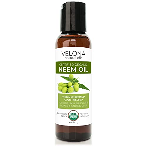 Velona Neem Oil USDA Certified Organic - 2 oz | 100% Pure and Natural Carrier Oil | Virgin, Unrefined, Cold Pressed | Hair, Body and Skin Care | Use Today - Enjoy Results