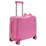 Omosiroi 18" Kids Carry On Luggage Ride-On Kids' Suitcase with Double Spinner Wheels, Cute Lightweight Tow-Along Luggage with Password Lock, Children's Trolly Case for Travel Study Tours (Pink)