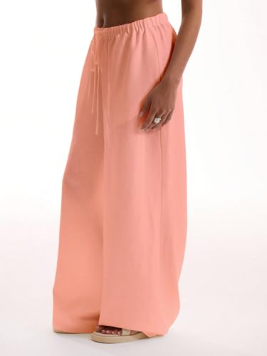 Image of RoseSeek Women's Beach Cover Ups Wide Leg Loose Linen Pants Swimsuit Coverup Summer Vacation Outfits 2026