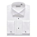 REXIUD Herren Smokinghemd Weiß – Wing Collar, Plisseebrust, Französische Manschetten, Elastisch & Elegant für formelle Anlässe (DE/NL/SE/PL, Kragenweite, 42, Regular, Regular, weiß)