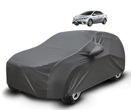 Image of Auto Hub Waterproof Car Cover Compatible with Corolla Altis New with Mirror Pockets, Soft Cotton Lining, Corolla Altis Car Cover Waterproof, Grey