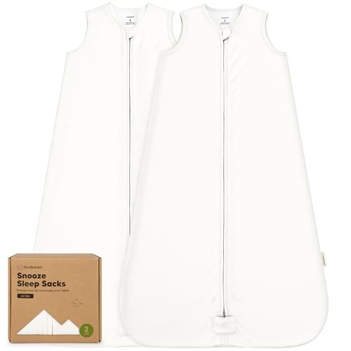 Image of 2-Pack Baby Sleep Sacks, Zipper Wearable Blanket - 100% Organic Cotton 0.5TOG, Soft Lightweight Toddler Sleeping Sack 12-24 months, Easy to Wear Newborn Swaddles Sleepsack (Soft White, L)