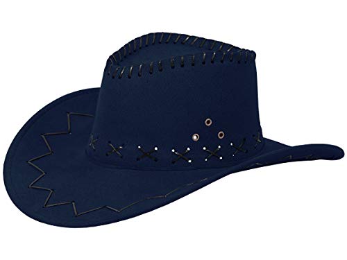 Alsino - Chapeau de cowboy - Costume de carnaval - Pour homme, femme et enfant - En cuir - Unisexe - Taille unique, bleu foncé, taille unique Cover