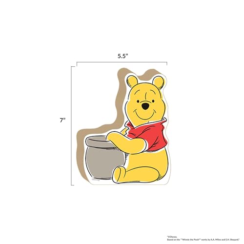 Image of Disney Winnie the Pooh and Hunny Pot Shelf Sitter Decor | Chunky Wood Block Cutout for Kids' Bedroom, Play Room or Nursery