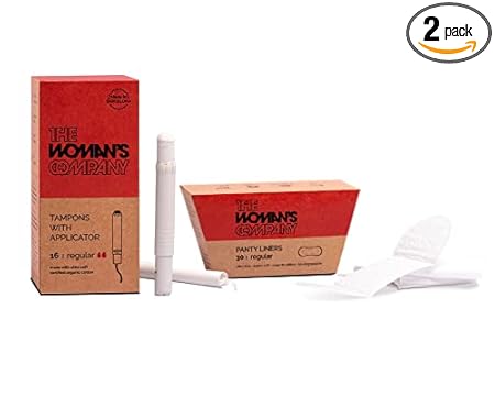 The Womans Company Panty Liner & Tampon with Applicator Combo Pack for Women | For Protection Against Leakage, Discharge and Rashes | Organic Cotton, Super Soft & Biodegradable | Complete Period Care Kit