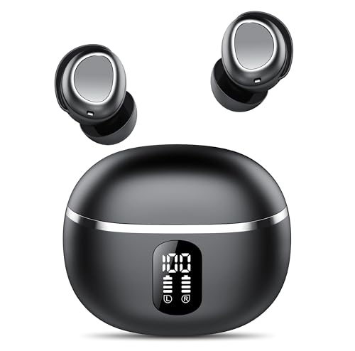 Mini Kopfhörer Kabellos Bluetooth 5.3, In Ear Kopfhörer Bluetooth Noise Cancelling, 50H Laufzeit, Deep Bass, Bequem und Stressfrei, IPX7 Wasserdicht, Ultraleicht Sport Ohrhörer...