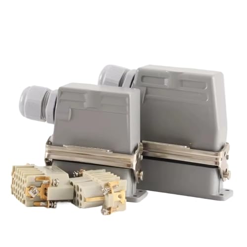 Heavy Duty Connector HD Female Male Industrial Waterproof Connector 15-128P Copper Core for Machines and Equipment(Top Out Type,1SET_15P)