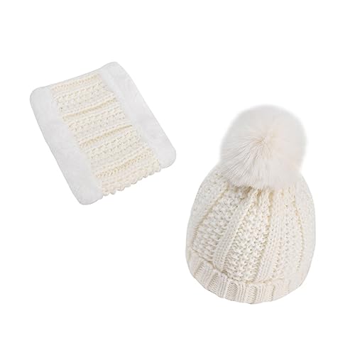 PACKOVE Baby Boy Hat Boys and Girls Winter Hat Warmth Fashionable Adorable Scarf White